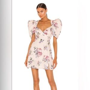 LPA Floral Mini Dress with Puff Sleeves